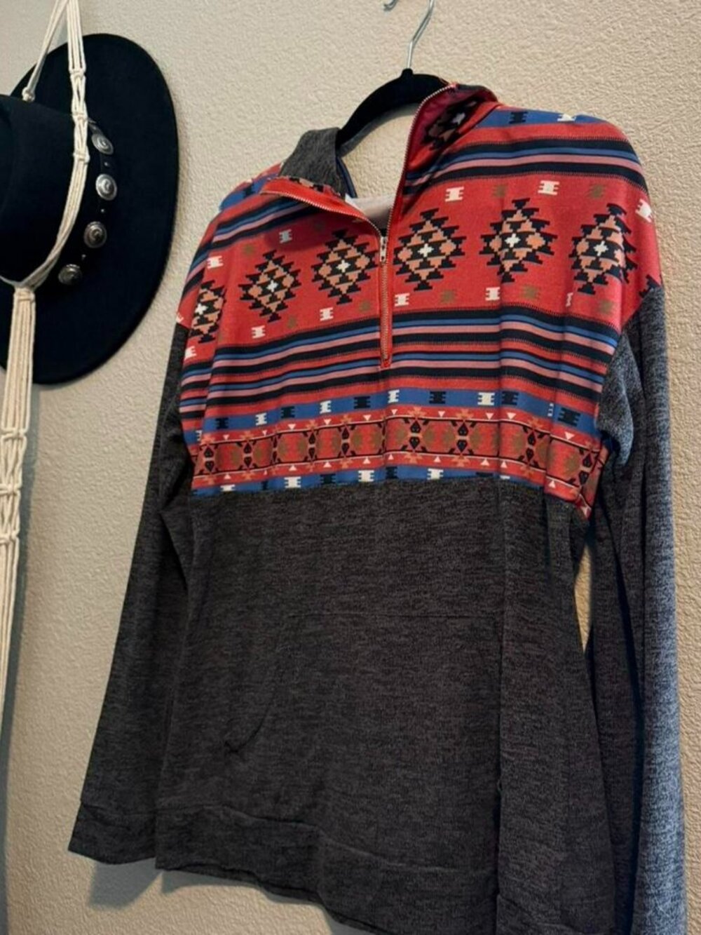 Aztec print 3/4 zip